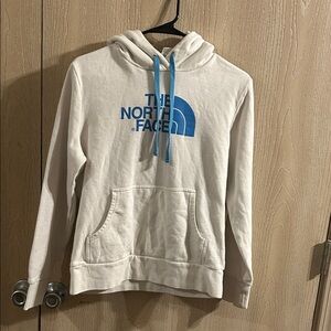 The North Face Off-White Hoodie with Blue Accents
